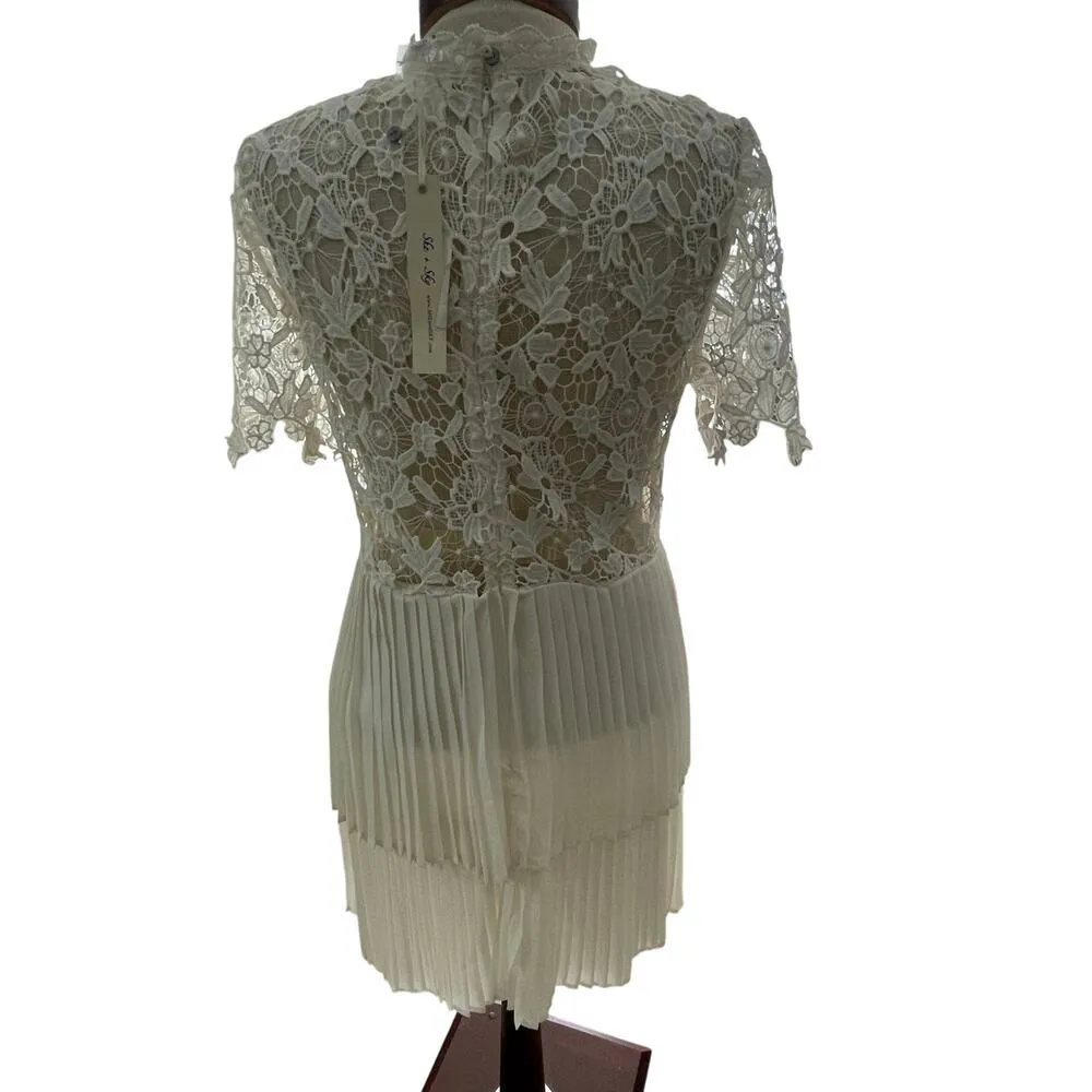 She & Sky Lace Pleated Dress NEW Size Large Boutique Bridal Feminine Shower - Image 2