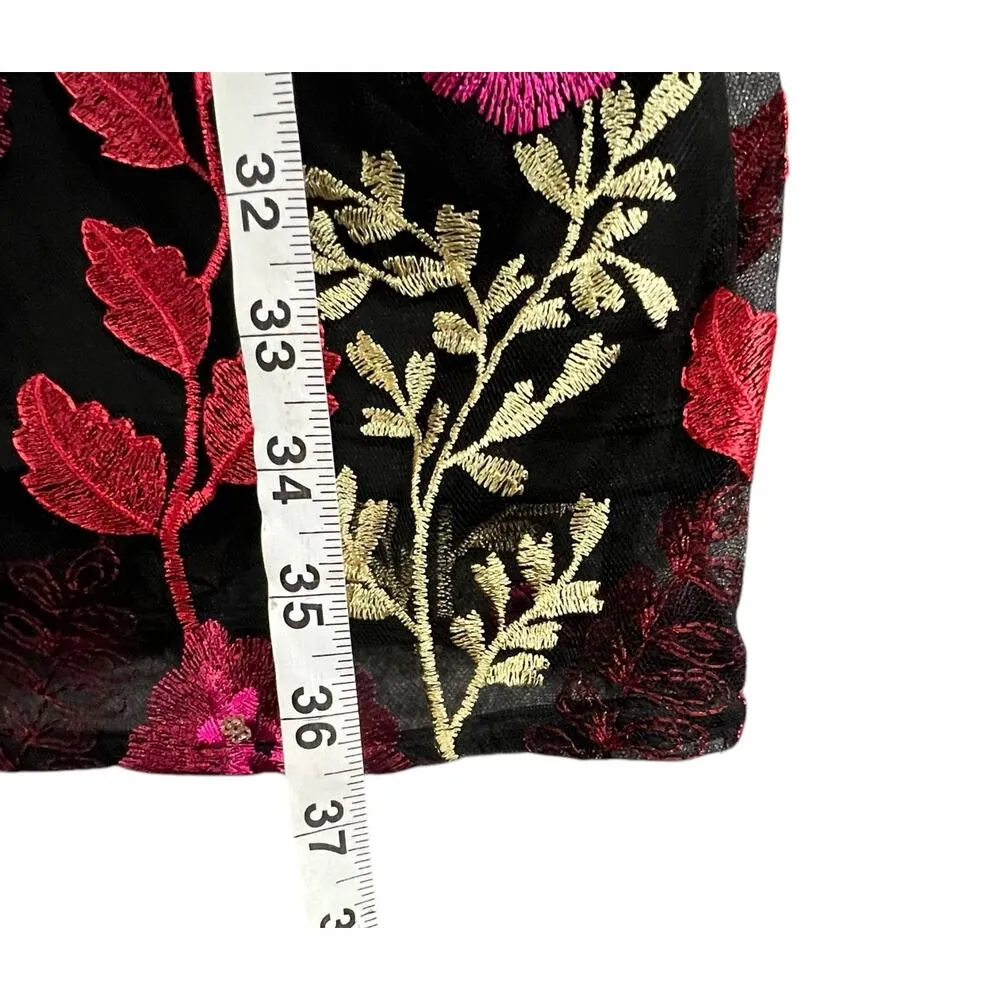Alexia Admor Mylene Dress 2 Black Red Mesh Embroidered Floral Bodycon Romantic - Image 9