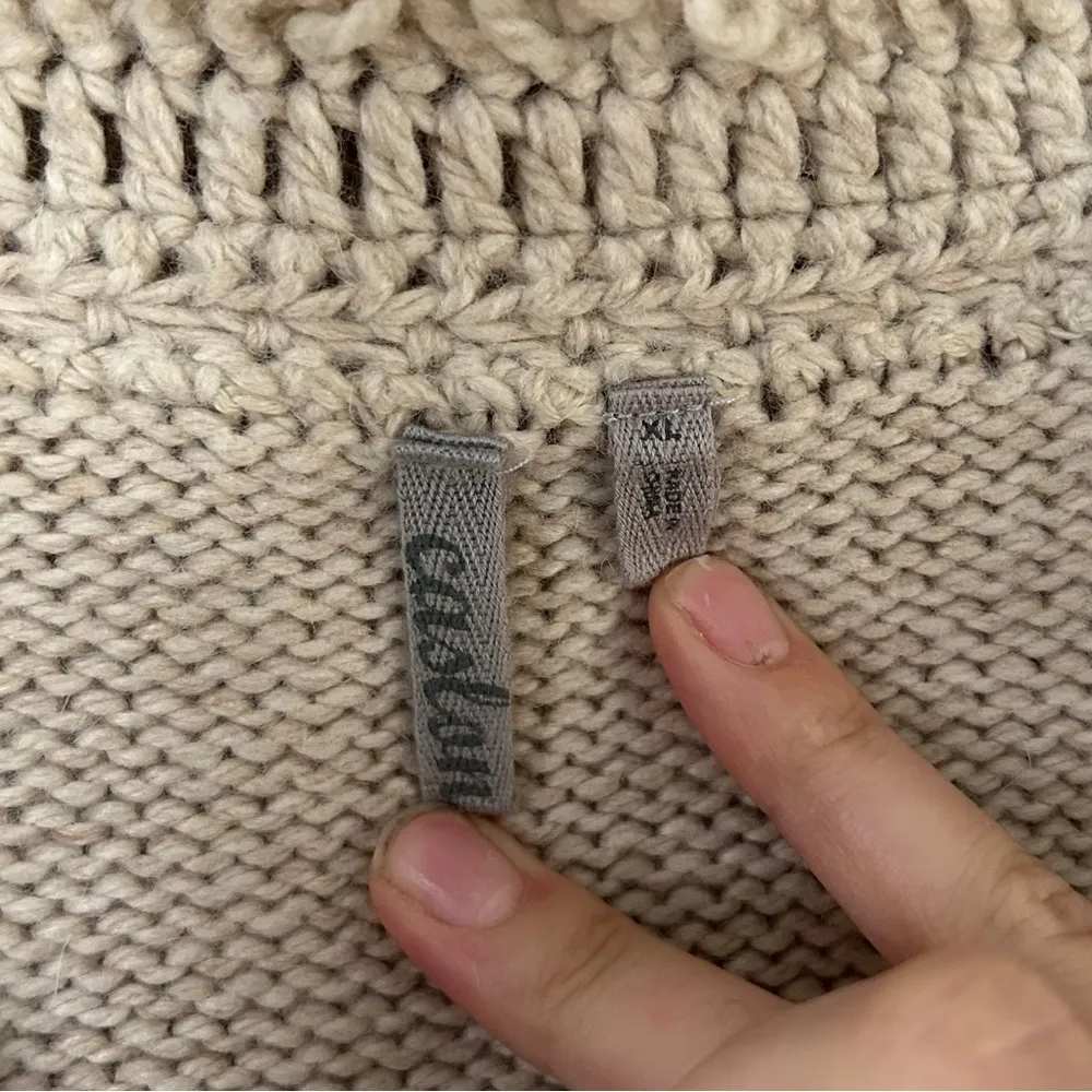 Caslon Cream Wool Blend Fringe Collar Cardigan Jacket 70s Fall XL Casual - Image 2