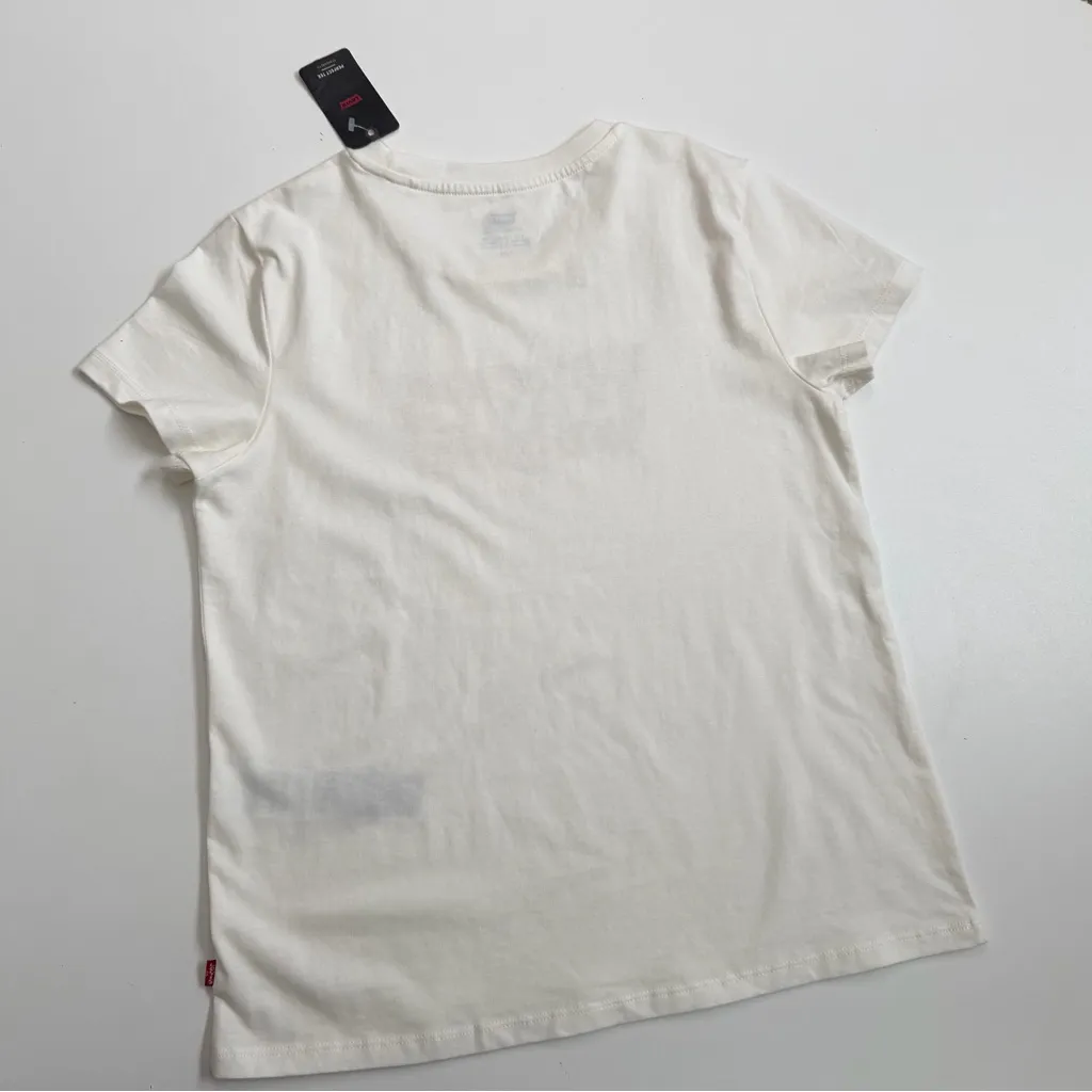 Levis Tee Shirt Top Graphic Floral Vines Lightweight Crewneck Red Cream Ivory - Image 8