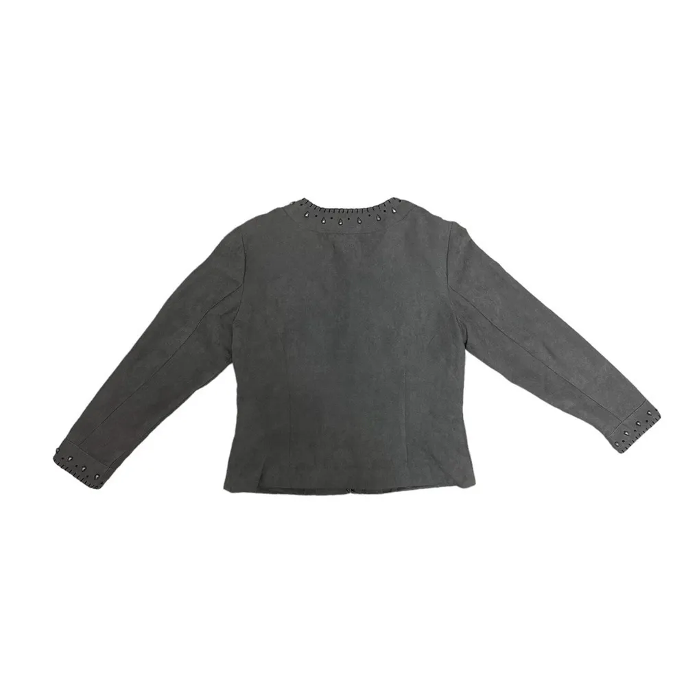 Dress Barn Blazer/Jacket in Gray Size Large - Image 6