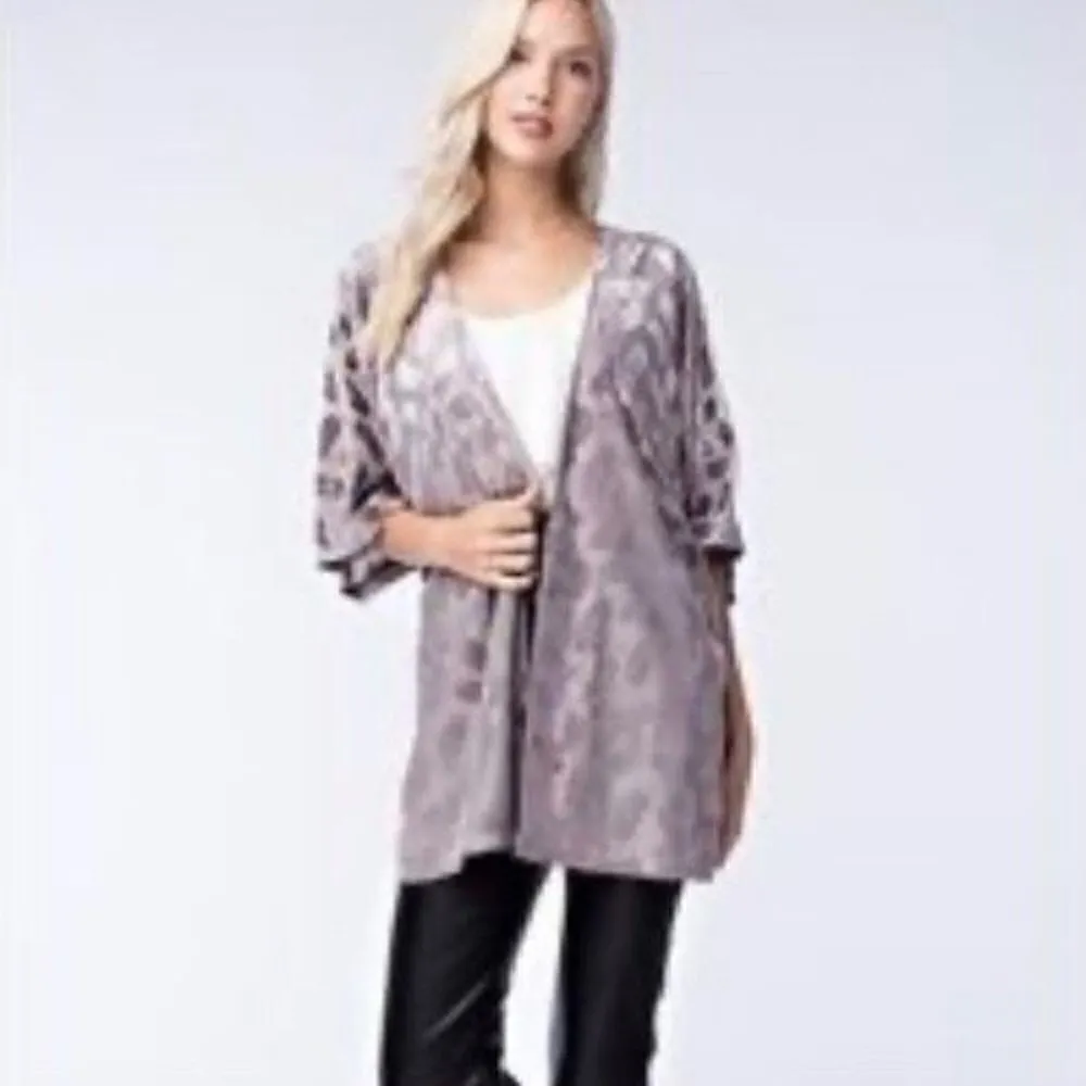 Honey Belle Purple Velour Leaf Kimono | S - Image 2