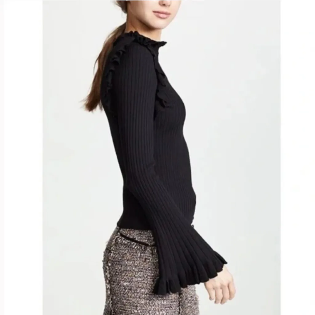 LINE + DOT sweater black ruffle trim small - Image 12