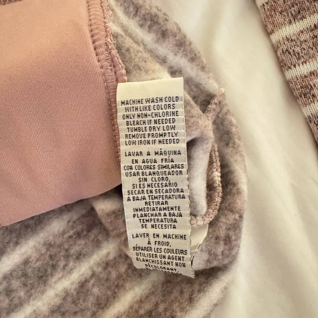 Thread + Supply Mauve White Stripe Fleece Quarter Zip Pullover L Cozy Chic - Image 8