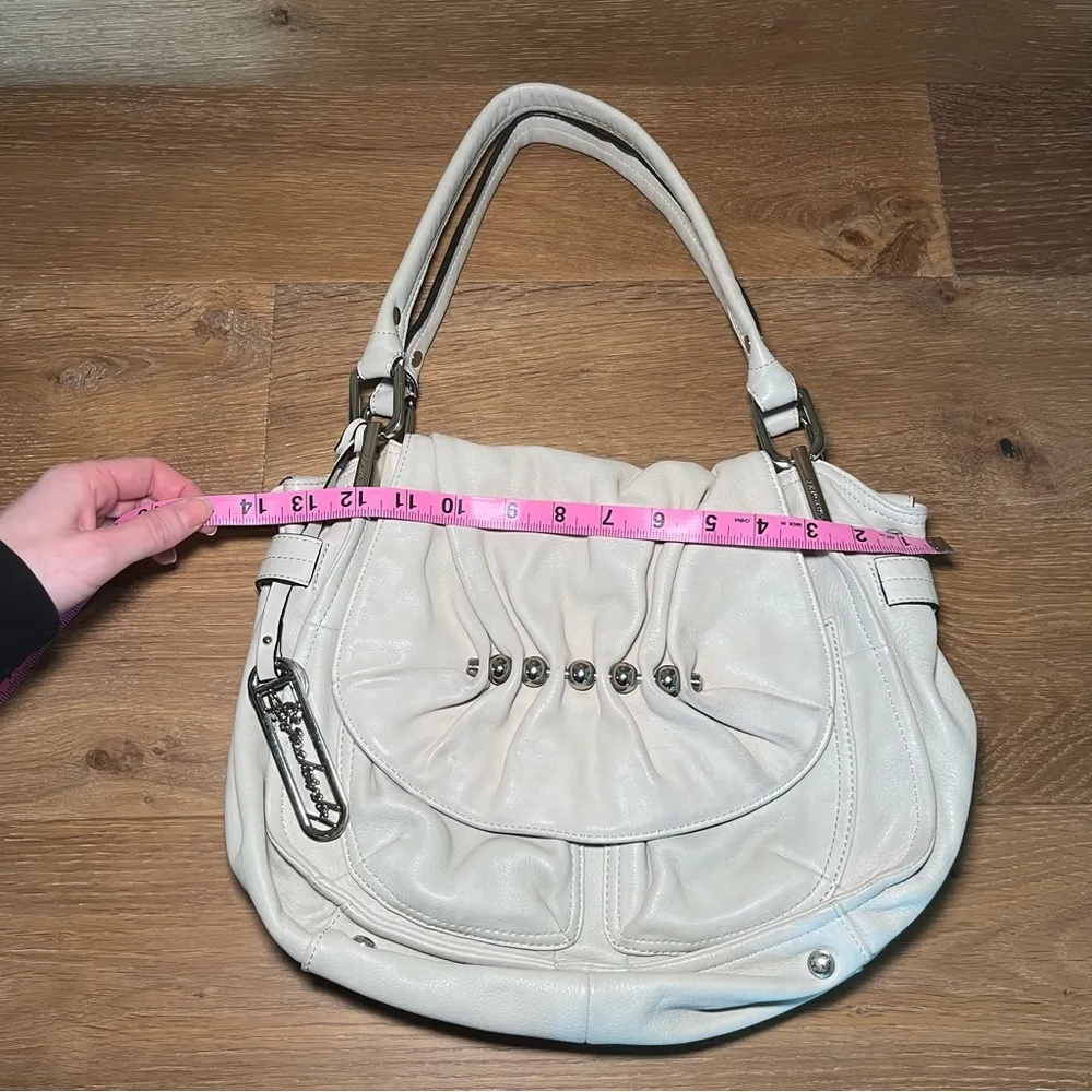 B Makowsky Glove Leather Flap Shoulder Bag with Pleated Stud - Image 10