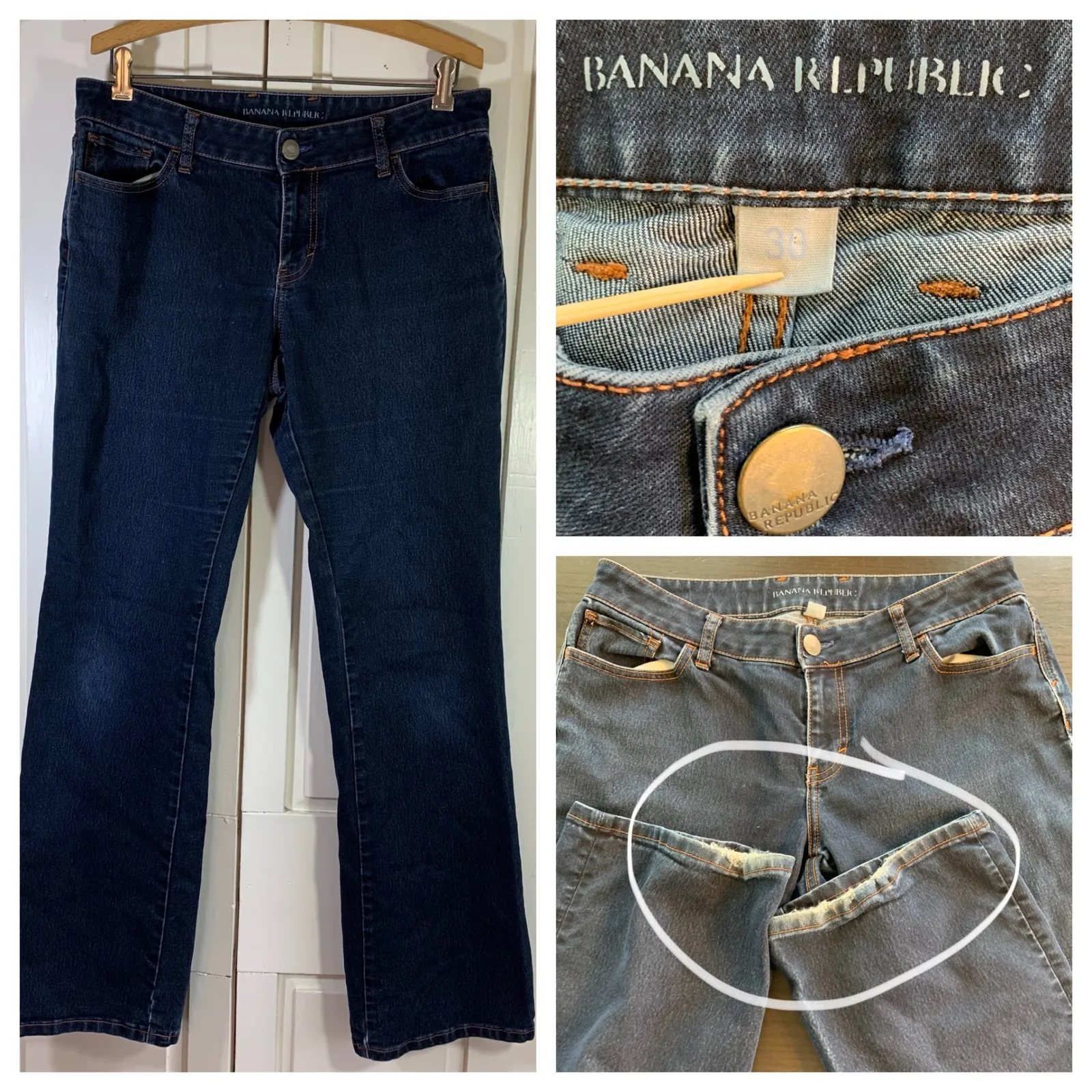 Banana Republic Women's Dark Wash‎ Denim Jeans Size 30 Bootcut Classic READ FLAW - Image 15