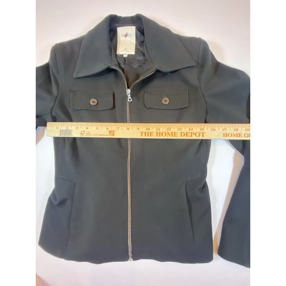 Vertigo jacket coat‎ Paris Brand small Blazer, Dress With Pockets black full zip - Image 4
