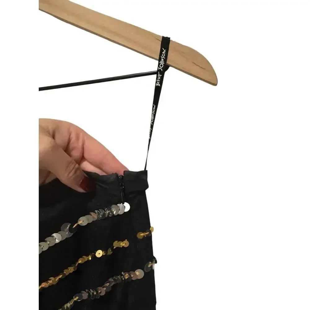 Betsey‎ Johnson Vintage Strapless Sequin Tulle Event Metallic & Black Dress  4 - Image 4