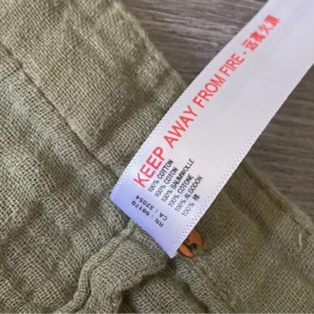 Free People Top Dolman Drape Poncho Flowy Cotton Olive Oversized - Image 5