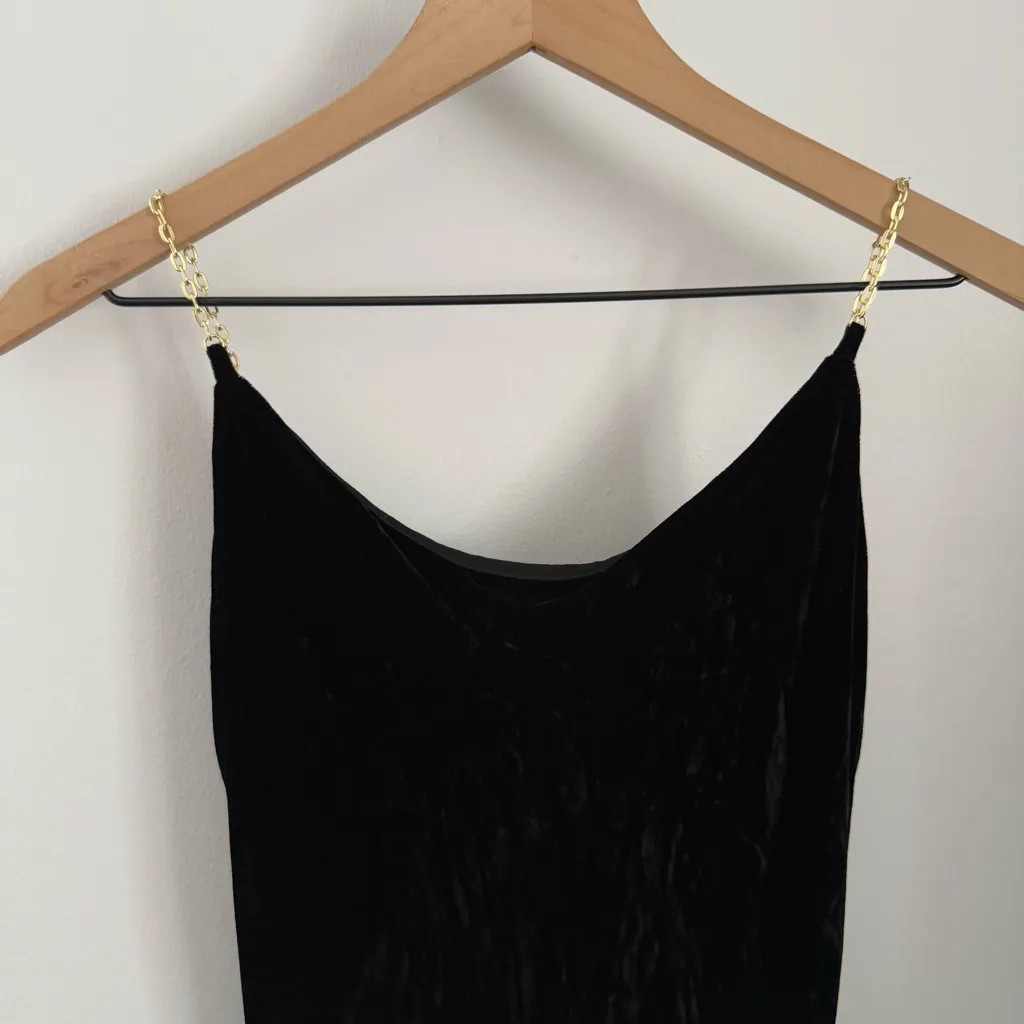 Reformation Medium Ady Velvet Maxi Dress Black Chain Strap Holiday Minimal - Image 5