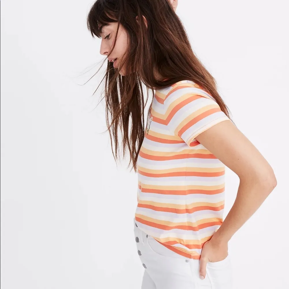 Madewell Daisy Embroidered Northside Vintage Tee in Broadway Stripe Size XS - Image 5