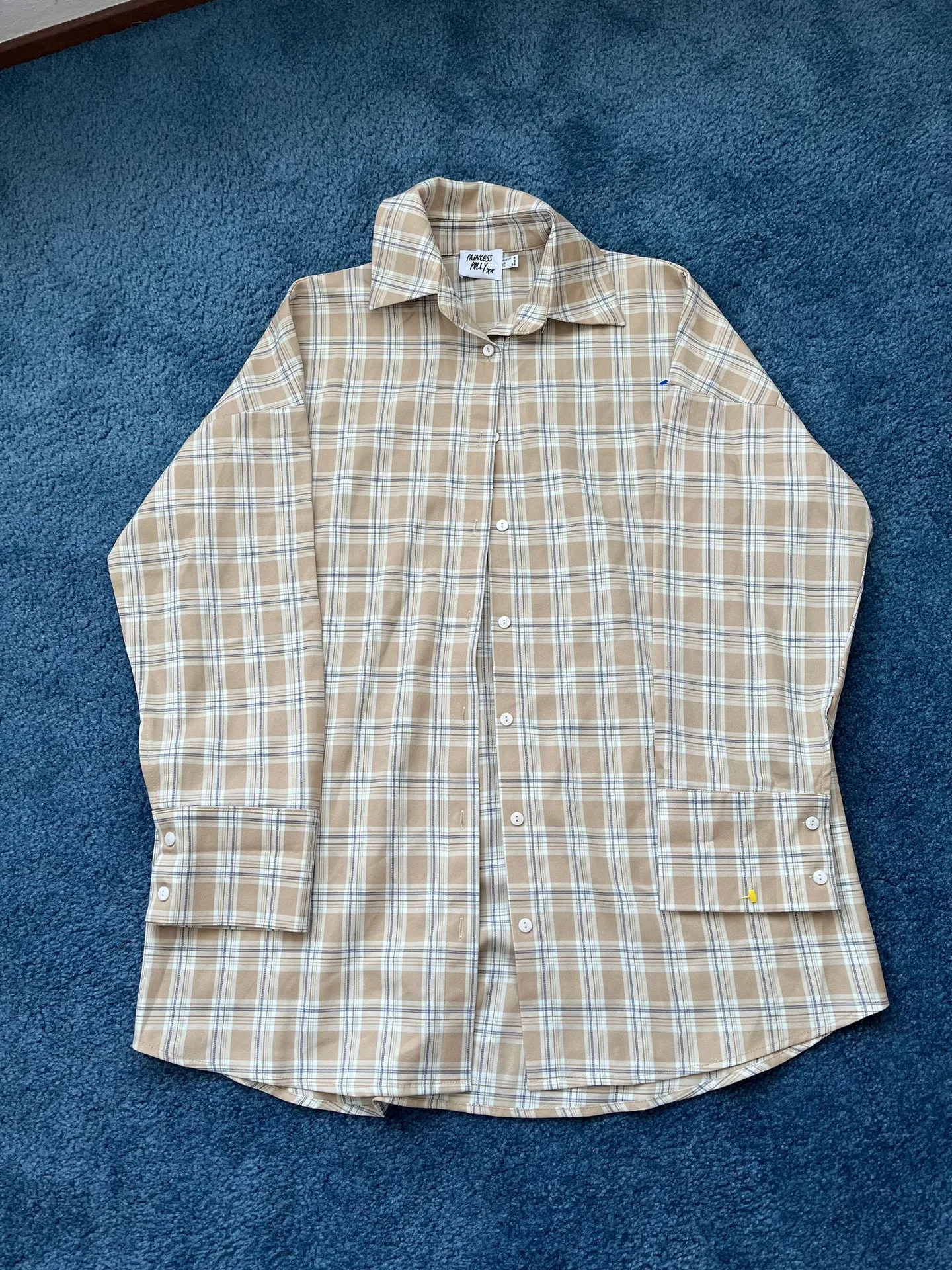 Oversized Brown Plaid Long Sleeved Shirt - Image 2