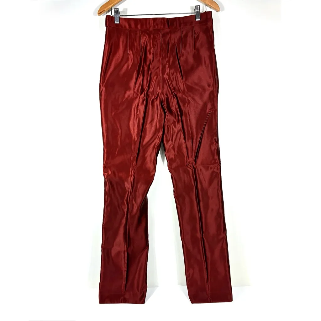 Dries Van Noten Slim Satin Crop Pants Rust 40 FR 8 US NEW - Image 5