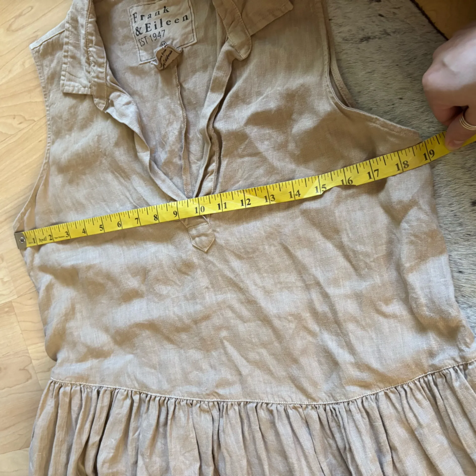 FRANK & EILEEN Daphne Sleeveless Popover Dress Linen In Sand‎ Size Medium - Image 9