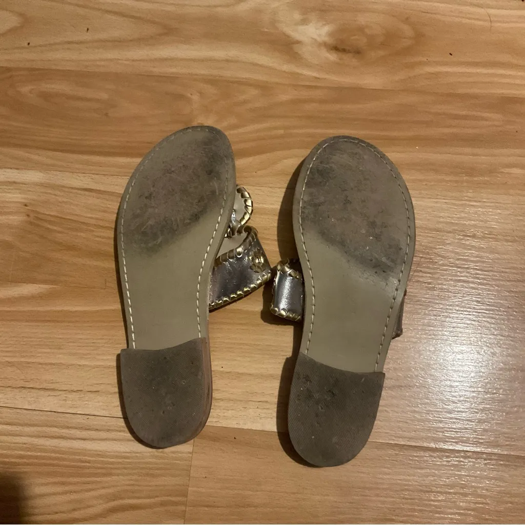 Jack Rogers Jacks flats Silver Sandals‎ gold rondelle leather classic festival - Image 4