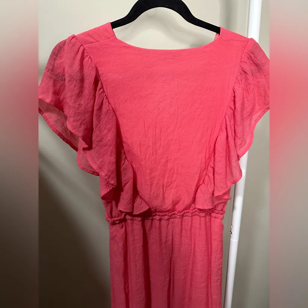 L Love Pink Short Sleeve Flowy Maxi Dress size small - Image 12