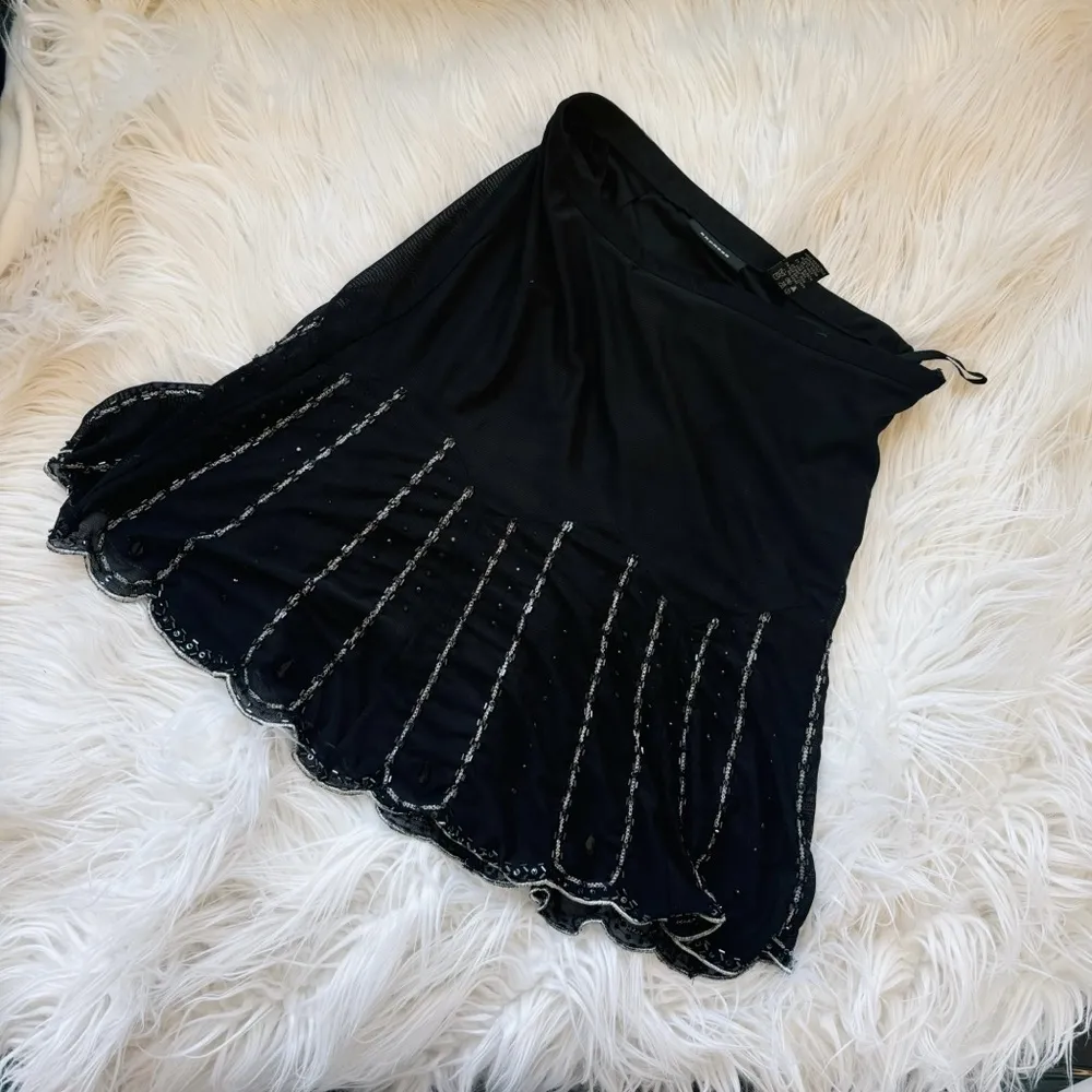 EXPRESS  silver beaded black mini skirt, size 2 - Image 2