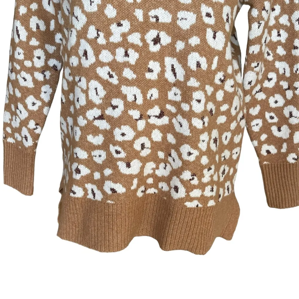 Loft Women’s Animal Print Turtleneck Sweater Tunic Size S Shimmer Cozy Comfy - Image 6