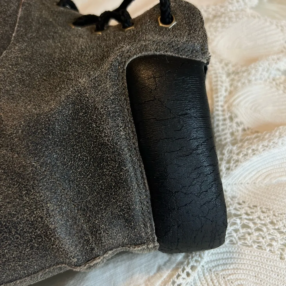 Nonames Zelo Lace Up Distressed Leather Boots Women’s 6.5 Gray Crackling READ - Image 6