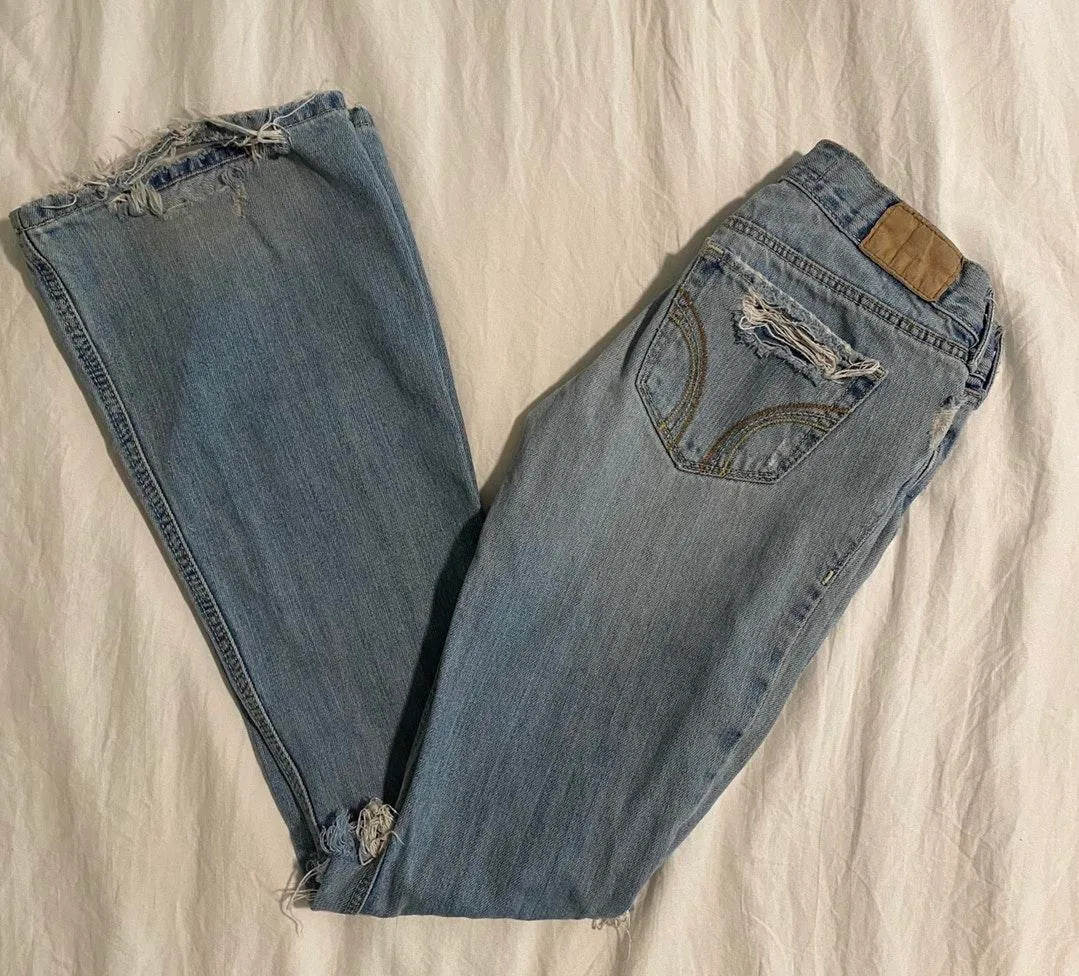 Hollister Light Wash Distressed Bell Bottoms - Image 7