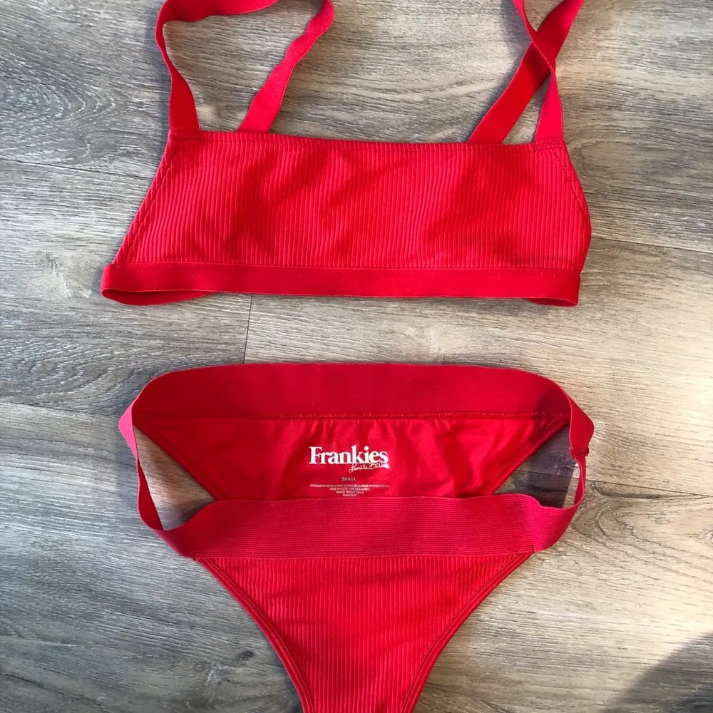 Frankie’s Red Ribbed High Leg Bikini - Image 5