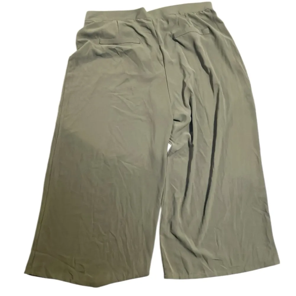 Cider Green Pleated Wide Leg Pants - no pockets - Image 3