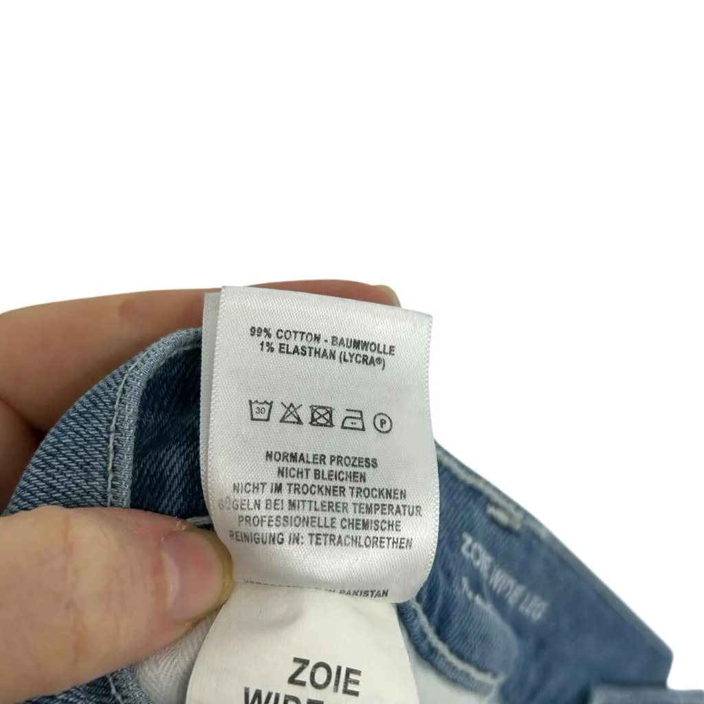 DL1961 x Ksenia Schnaider Zoie Wide Leg Patchwork Jeans Womens 32 Reworked Denim - Image 12