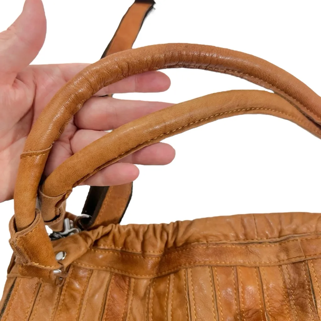 AmeriLeather Tutu Studded Leather Patchwork Shoulder Hobo Bag Brown - Image 6