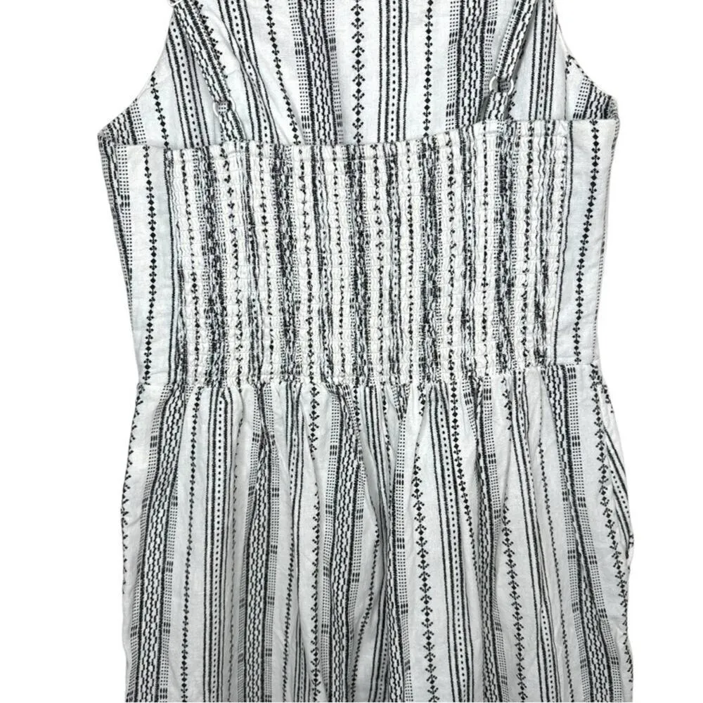 Linen-Blend Geometric-Stripe Sleeveless Jumpsuit -Size Small - Image 3