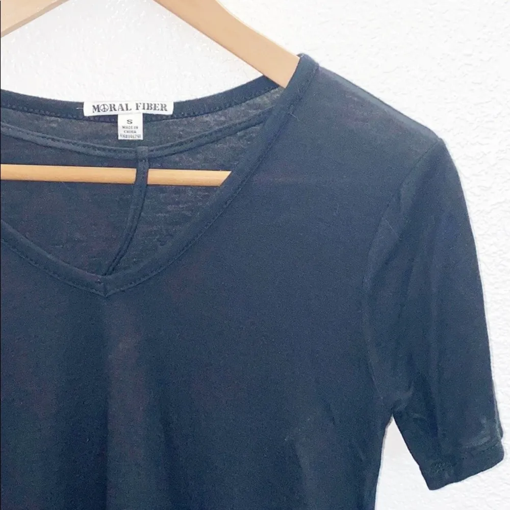 Moral Fiber Black Choker Soft Black V Neck T-Shirt - Image 3
