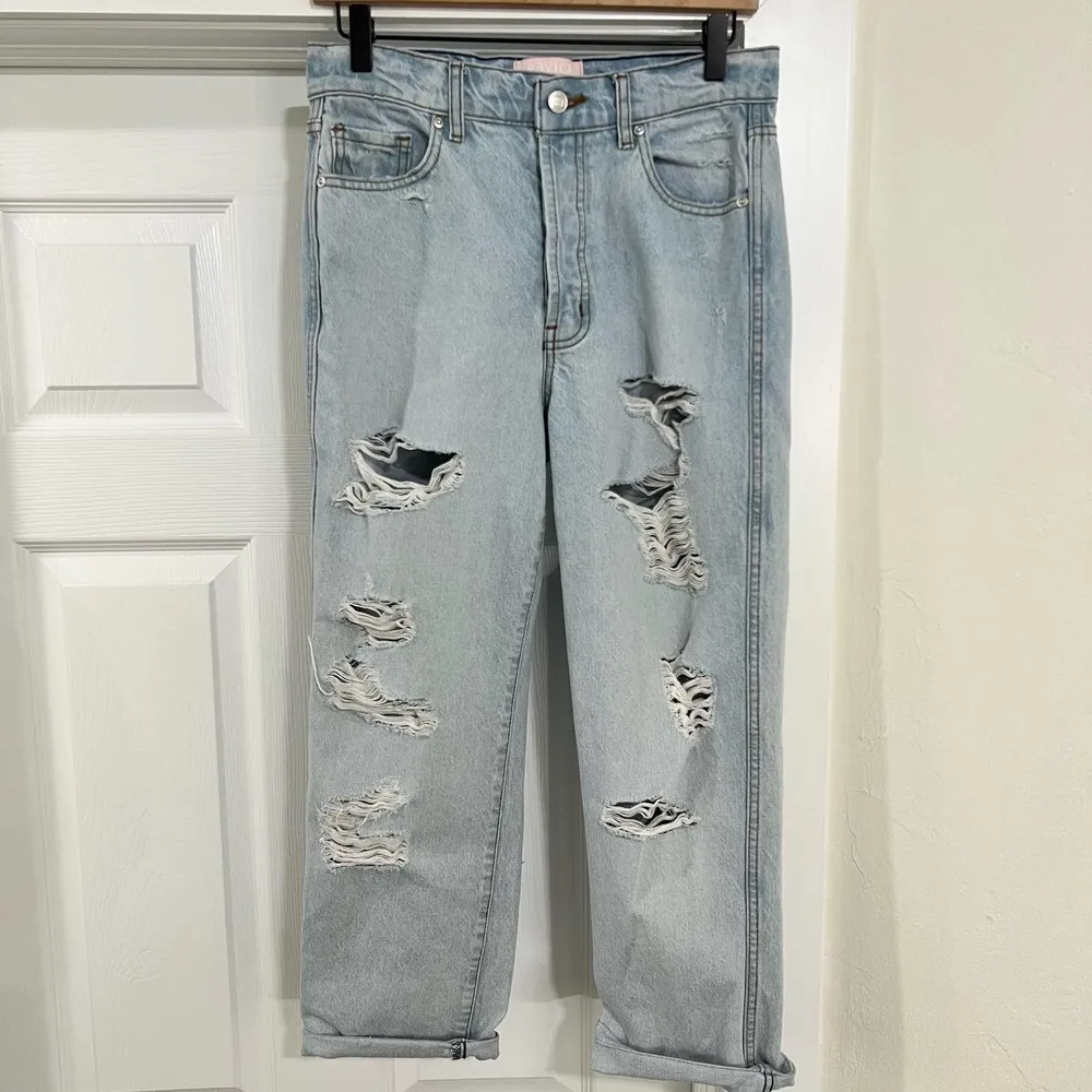 Revice Ex Boyfriend Light Wash High Waist Distressed Straight Leg Jeans Size 28 - Image 41