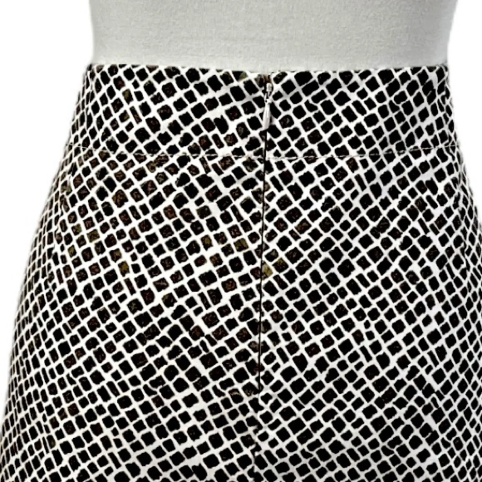 LOFT Skirt A-line Lined Above Knee Tan Cream Animal Print Women’s Size 12 - Image 6