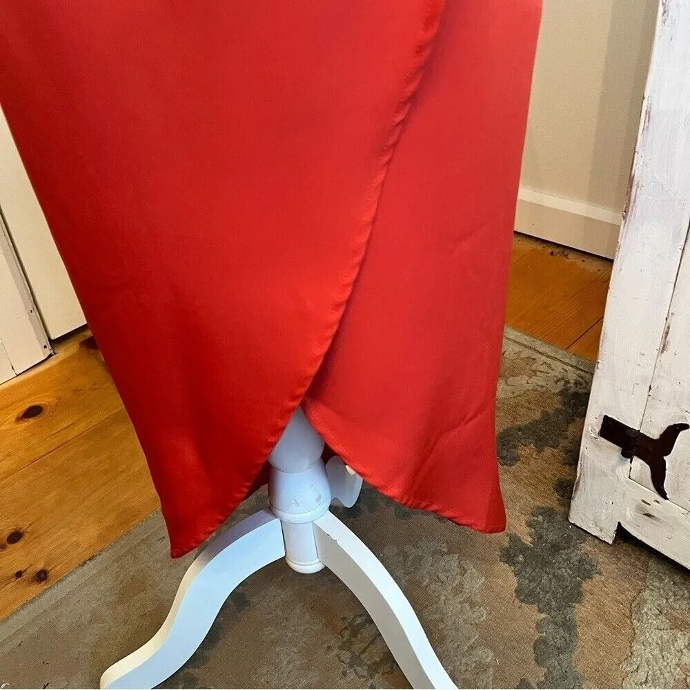 JJ's House 244576 Red Charmeuse Bridesmaid Dress V-Neck Wrap Midi Cocktail S - Image 9