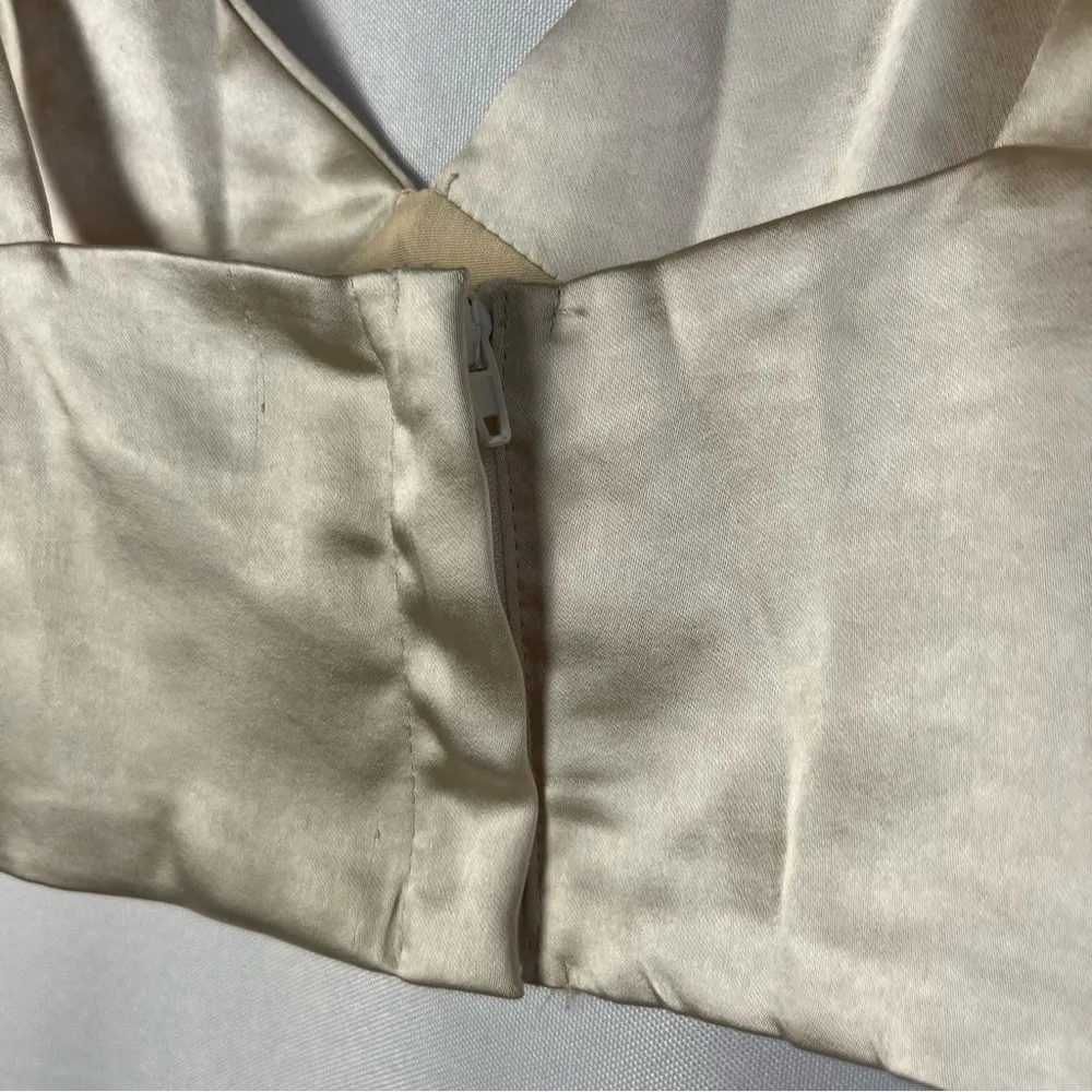 Lioness Champagne Beige Satin Tie Strap Escape Artist Crop Tank Top XS - Image 5