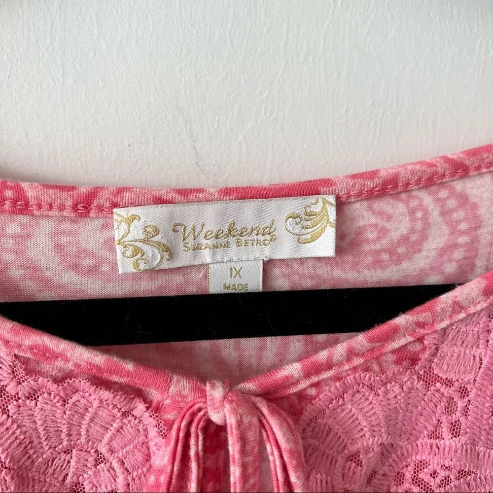 Suzanne Betro pink bohemian lace‎ tassel blouse - Image 3