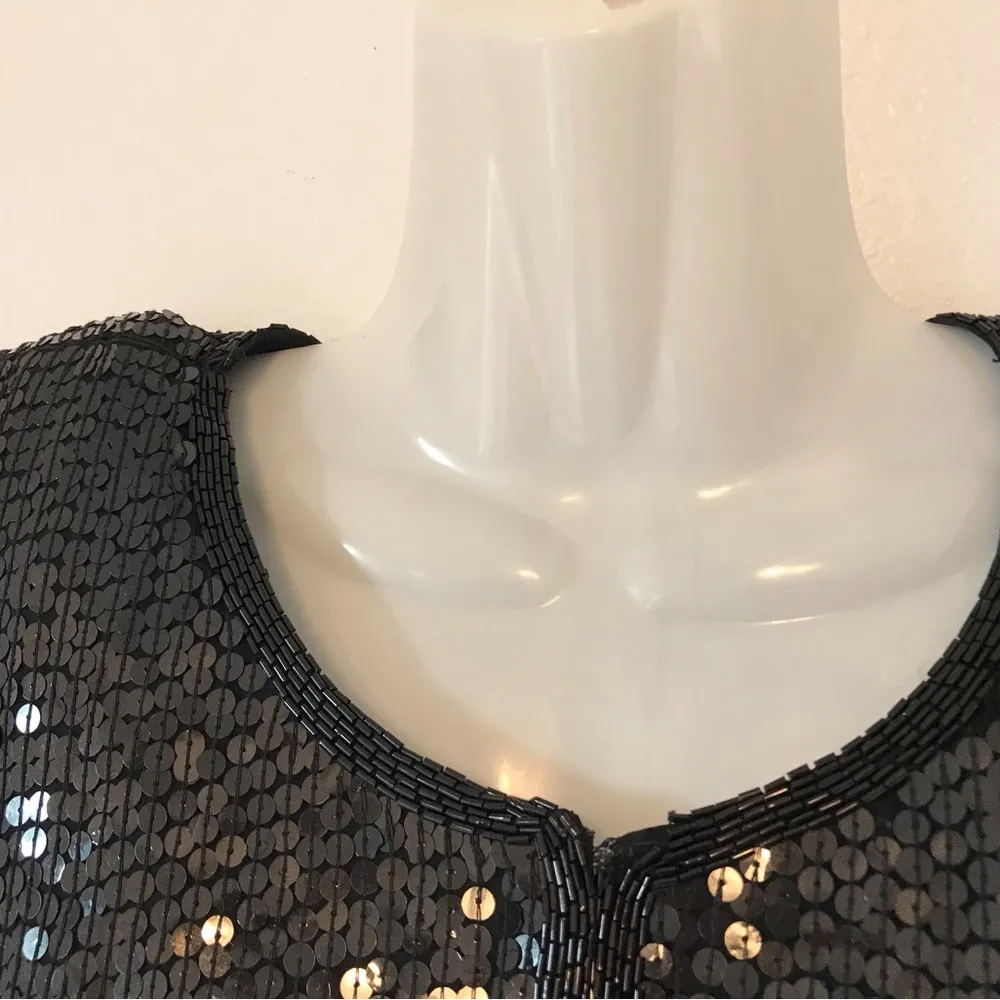 Stenay 100% silk embellished bead sequin black formal top women’s size medium - Image 7