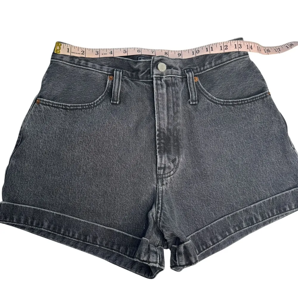 Abercrombie & Fitch Natural Rise Jean Shorts Washed Black Denim Cuff NO Tie 29 - Image 6