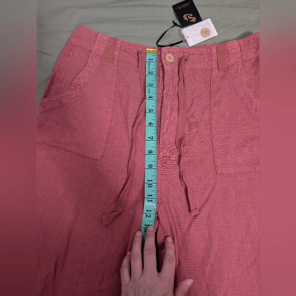 NWT Sincerely Jules Linen Blend Cargo Pants Women's Medium Dusty Pink - Image 7