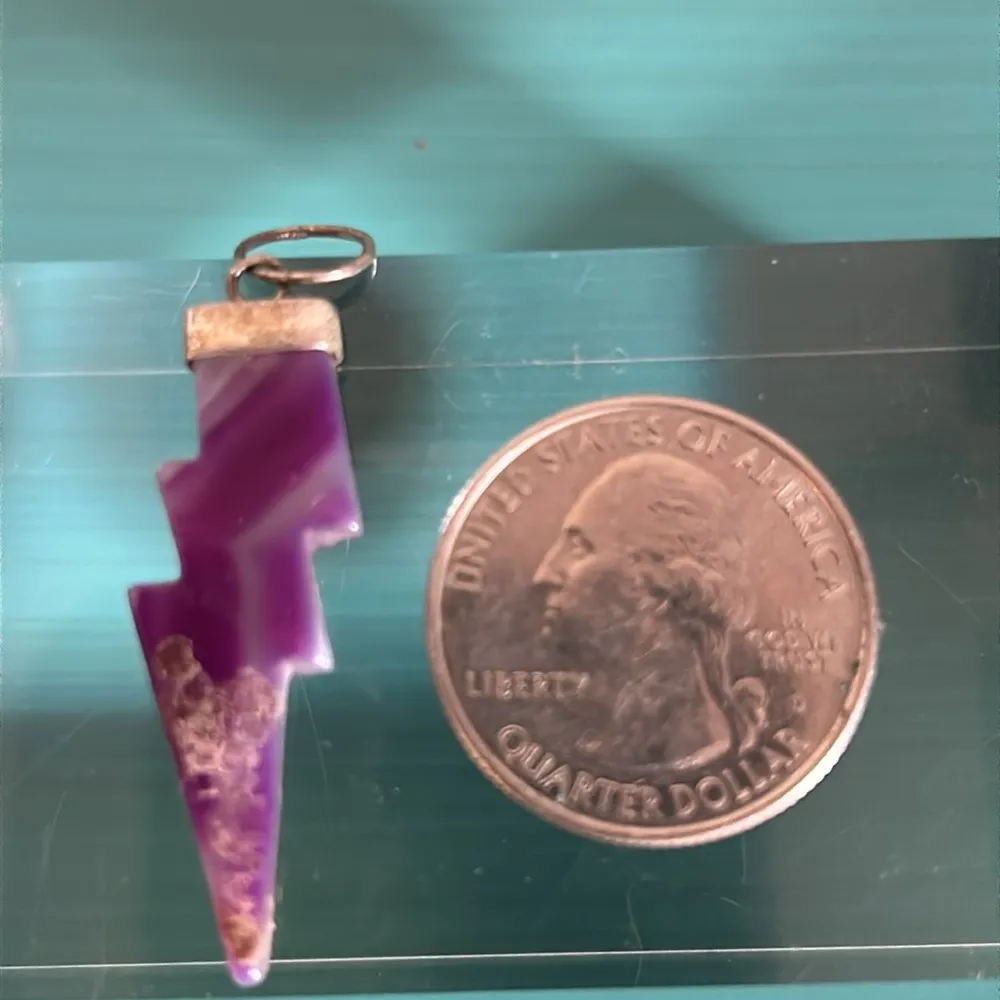 Collection 5 Carved Stone Pendants Fish Wolf Fish Sea Horse Lightening Bolt Purple - Image 10