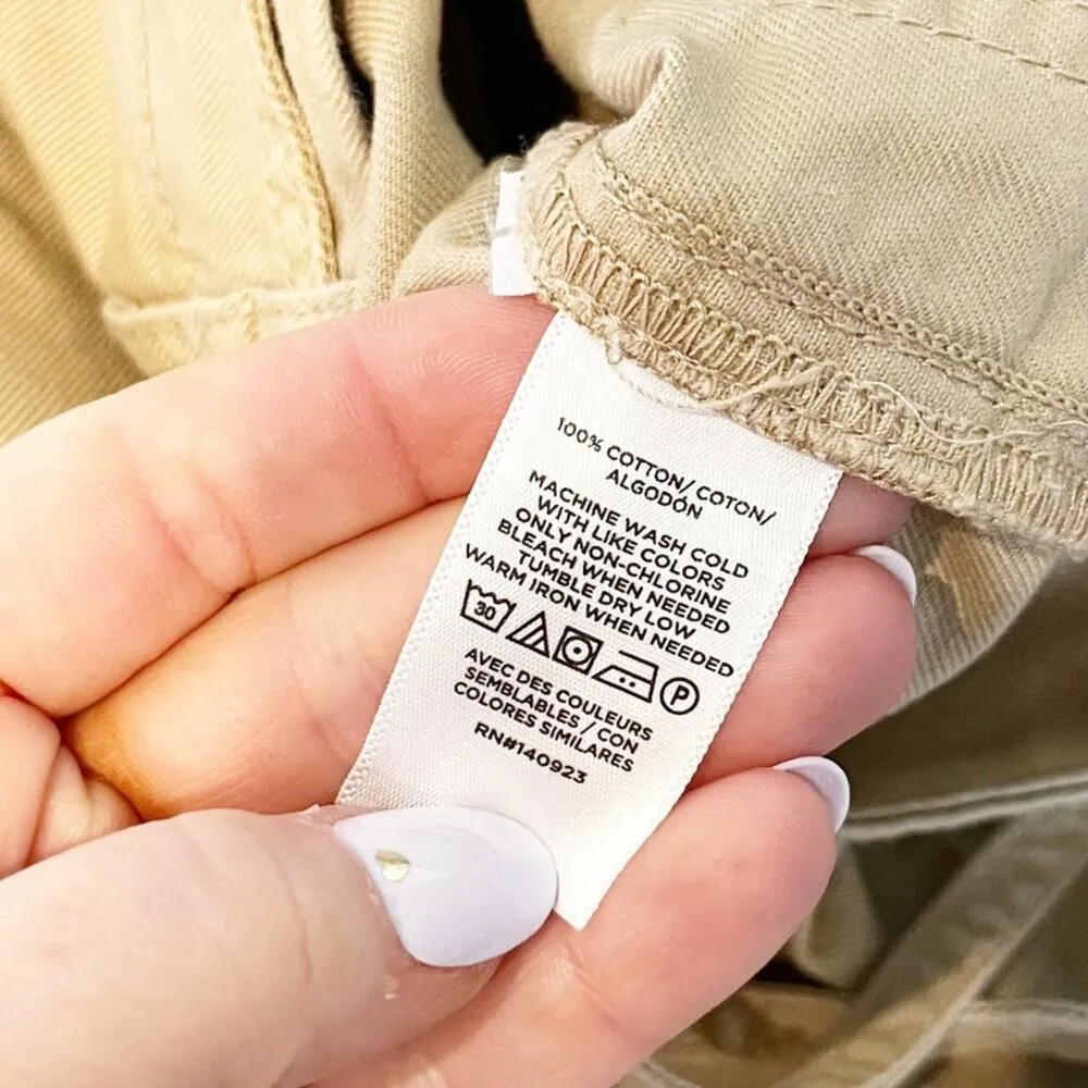 LOFT High Rise Belted Stovepipe Wide Leg Trouser Khaki Pants in Twill Tan 10 - Image 4