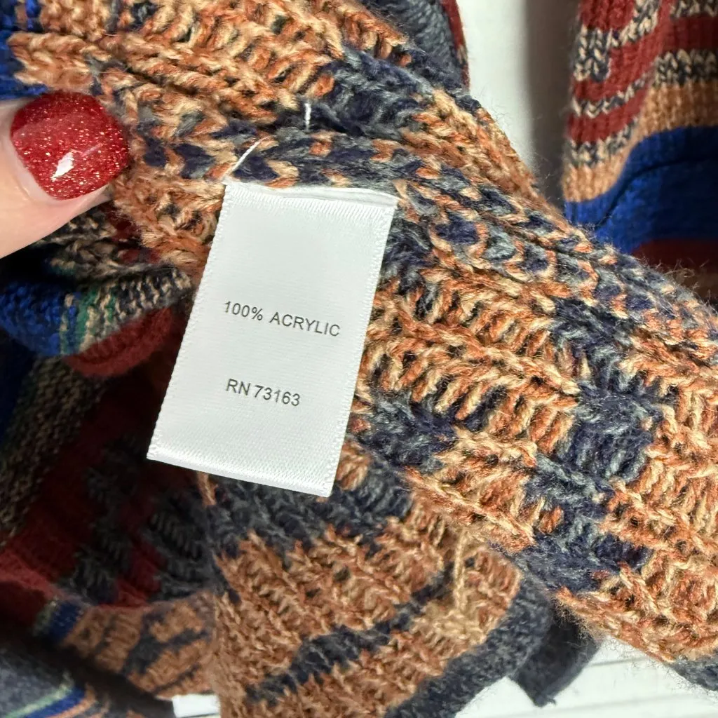 NWT Spense Knits Tribal Print Long Open Front Cardigan Sweater Size Medium M NEW Blue - Image 7