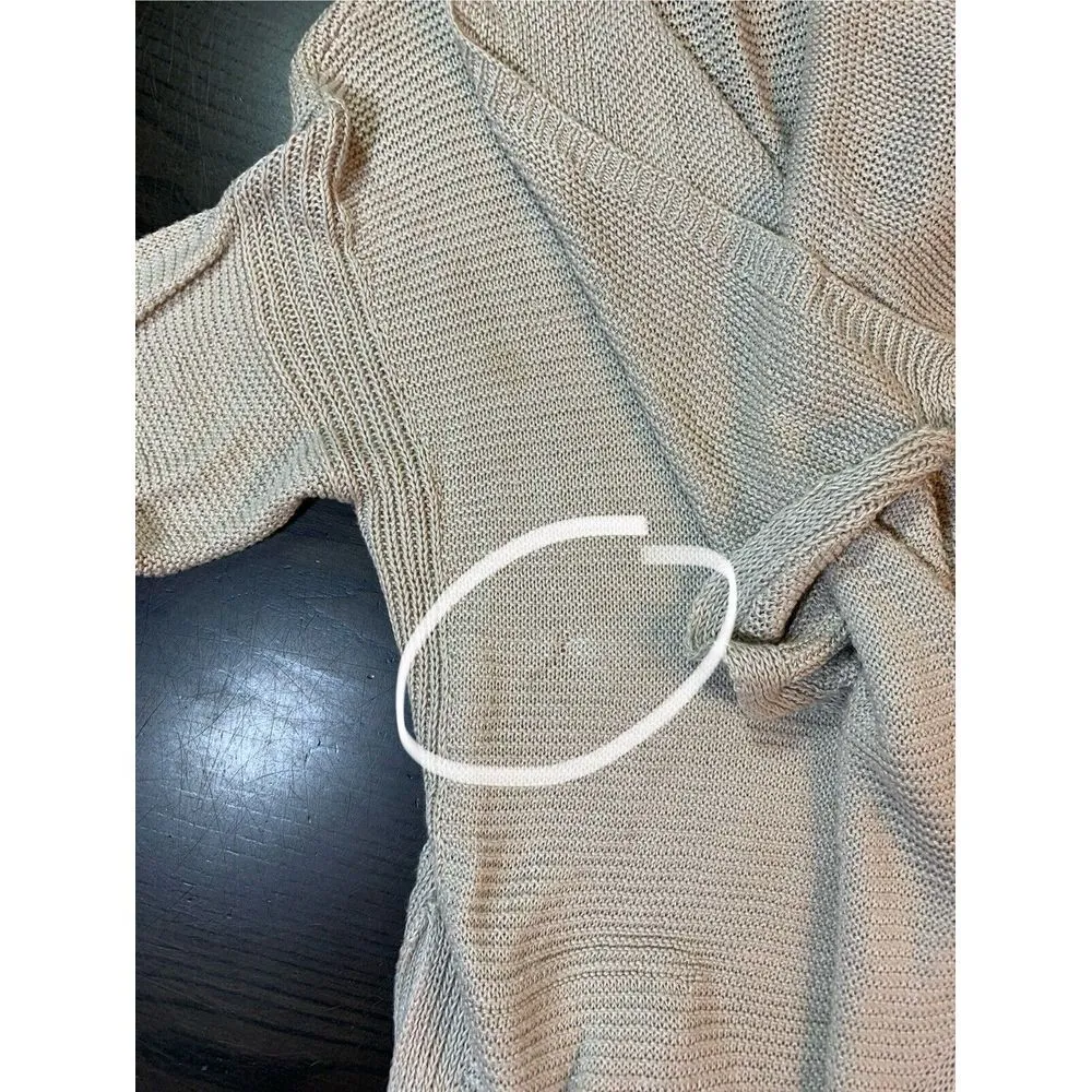 Banana Republic Italian Linen Sweater Womens XS Drape Cardigan Chic Neutral READ - Image 14