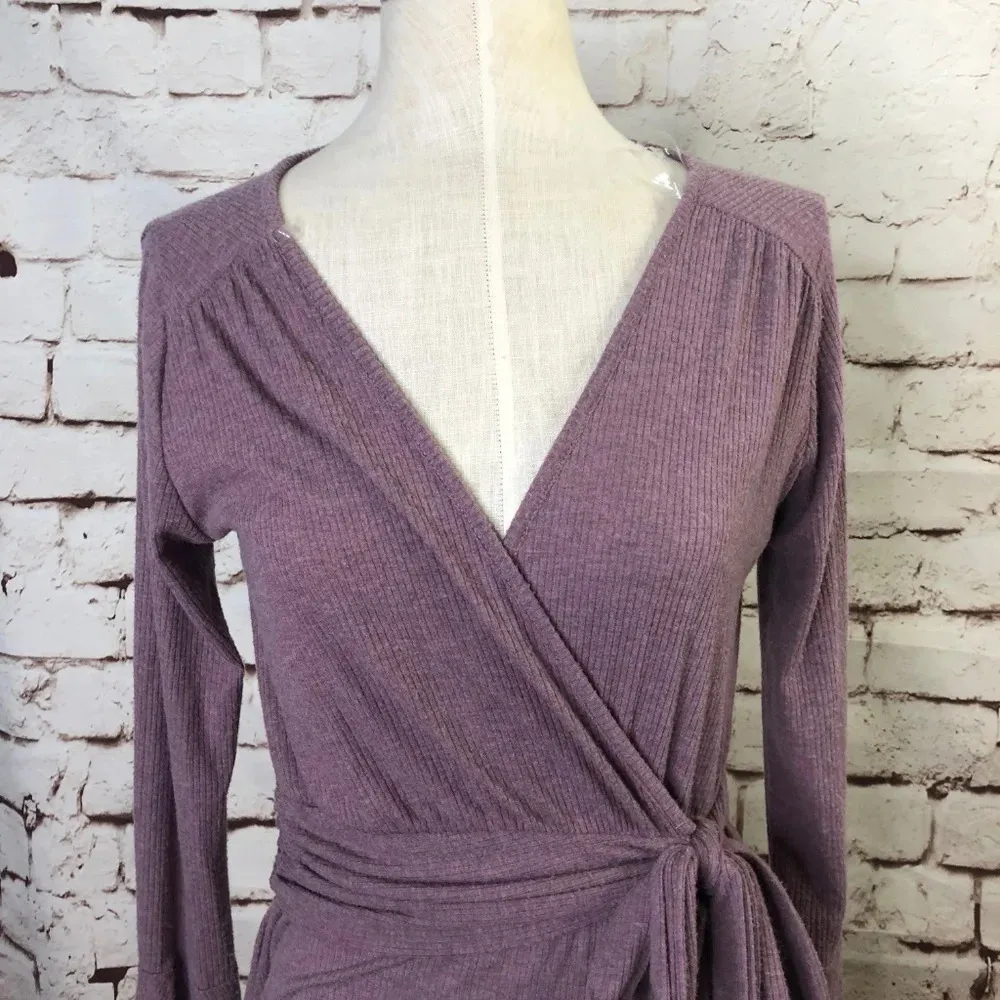 NWT Sadie‎ & Sage Purple Knit Ribbed Wrap Dress - Image 4