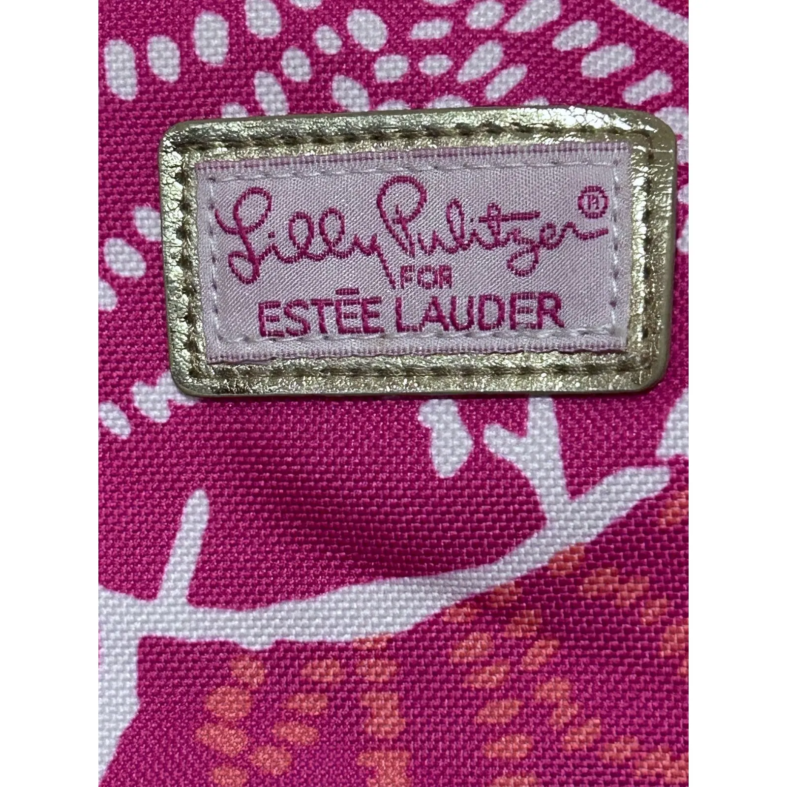 Lilly‎ Pulitzer For Estee Lauder Summer Beach Bag/Tote Pink Orange 14" x 16" - Image 3