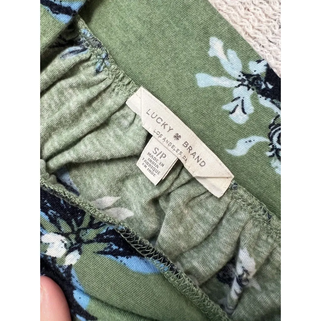Lucky Brand Green‎ Floral Square Neck Short Sleeve Cotton Modal Top S - Image 5