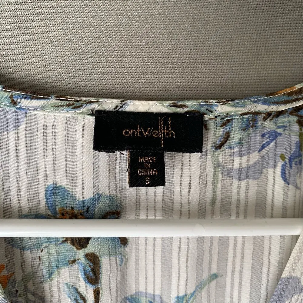 ONTWELFTH sz S spring floral summer blue‎ white faux wrap mini dress Blue - Image 5