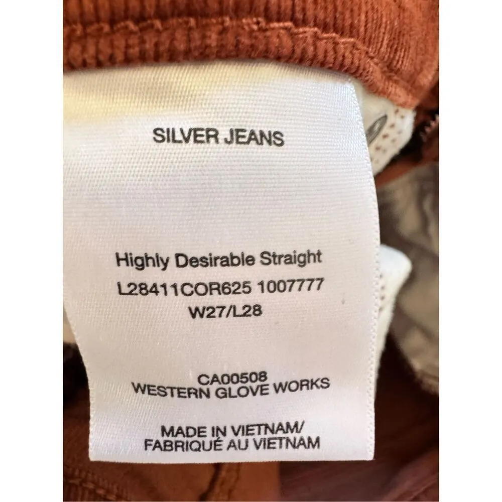 Silver Jeans Highly Desirable Straight Corduroy Pants in Burnt Orange Size 27 - Image 3