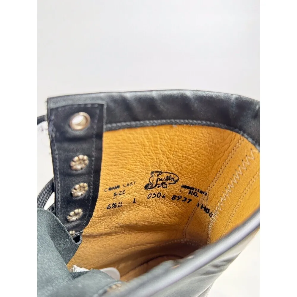 Justin Womens Boots Black Leather Combat Lace Up Kiltie Cowboy Romper US 6.5 - Image 10