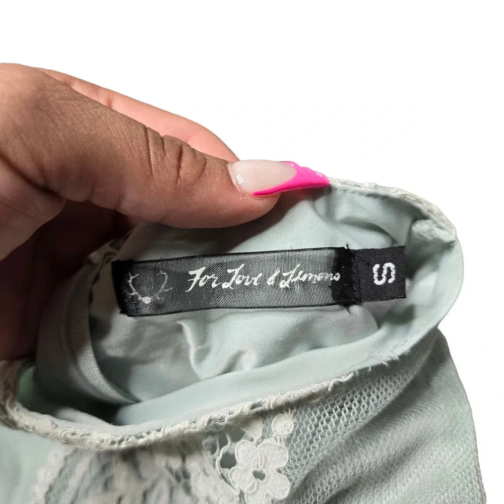 For Love & Lemons Blue Bell Lace Romper Green - Image 6