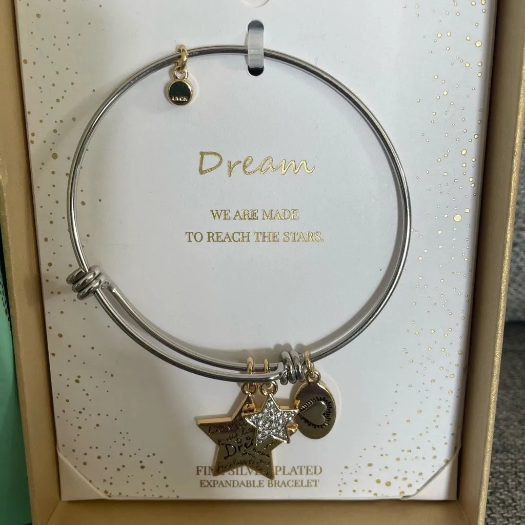 NIB New in Box Footnotes Dream Silver Plated Expandable Bracelet Gift - Image 2